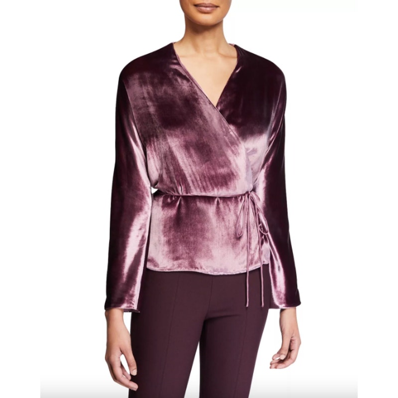 Vince Panne Wrap Silk-Blend Top Blouse